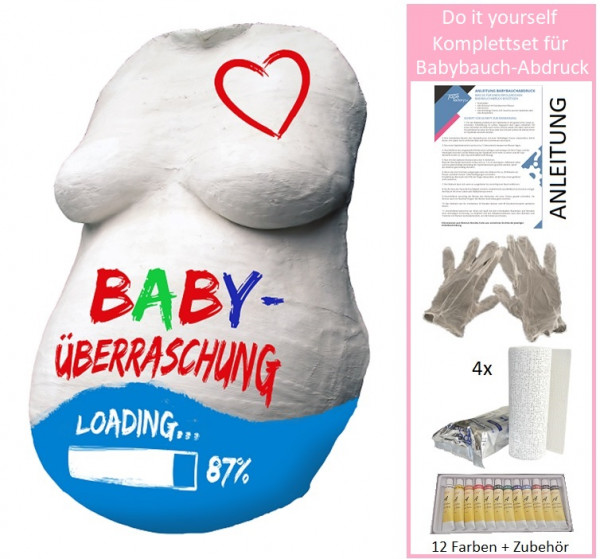 Tapefactory24 Komplett Set Babybauch Gipsabdruck mit Farben